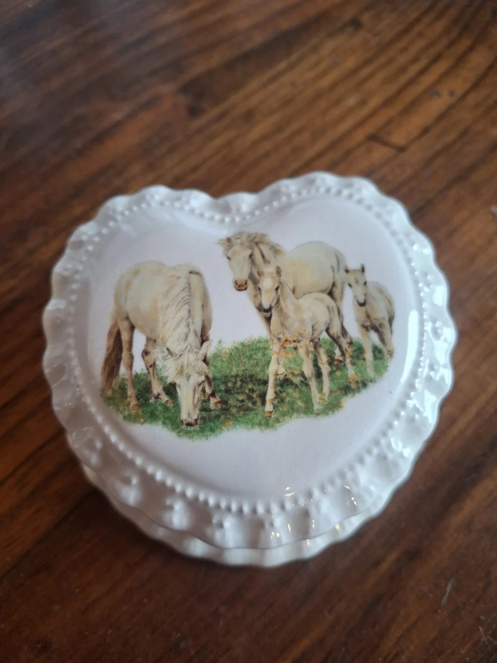 Decorative White Horse Carousel Hook & Ceramic Jewlery Box